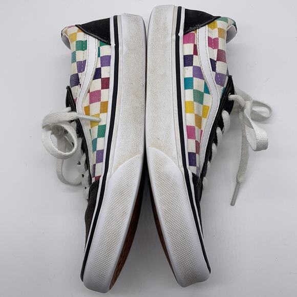 Vans Black Canvas Low Top Shoes Rainbow Checkerboard Size 2.5 - Picture 5 of 11